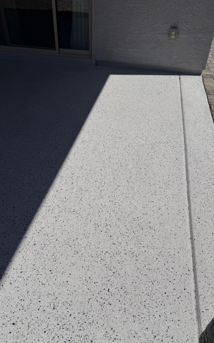 Finished Kiwi Coatings patio and outdoor concrete coating